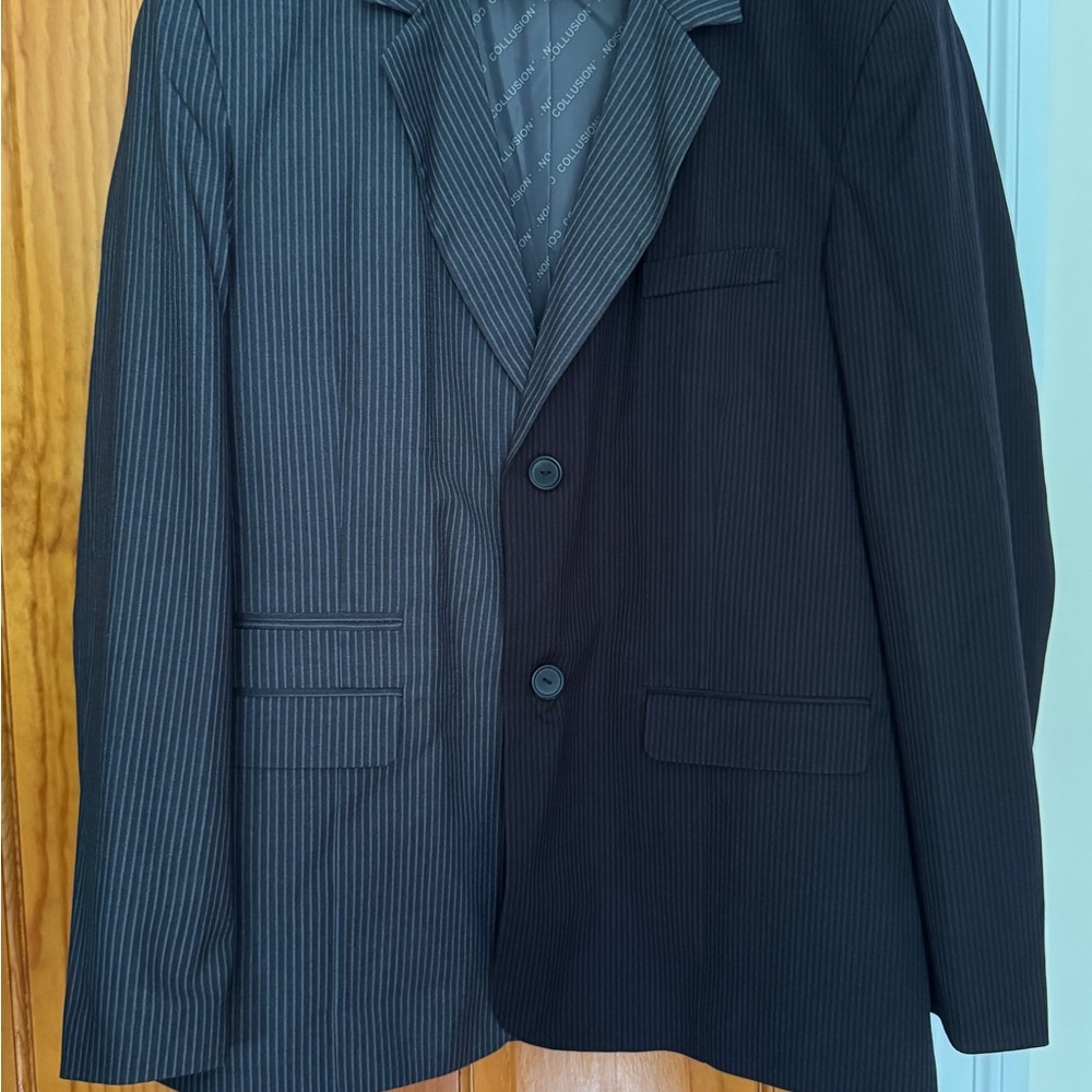 Black Pinstripe Sport Coat with Notched Lapels